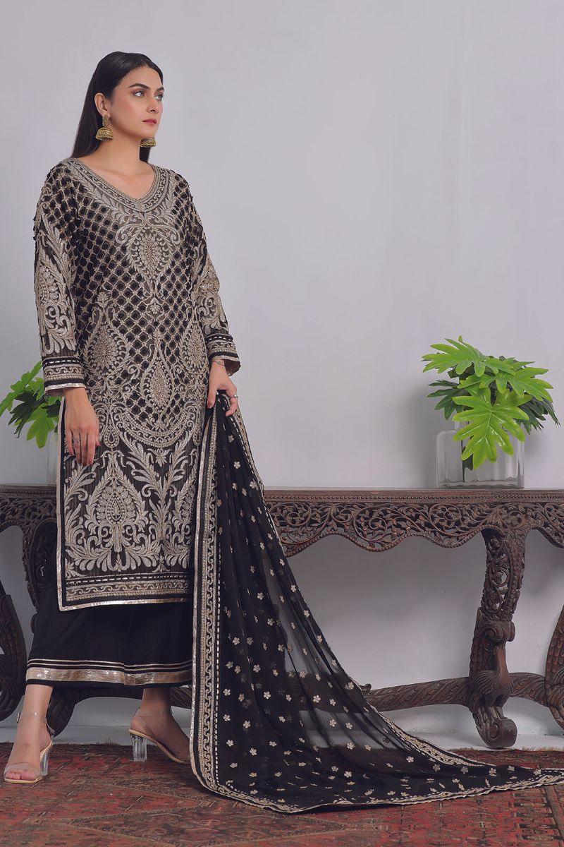 Rizwan Beyg Design - Rhea - Cotton Net - Black - 2 Piece