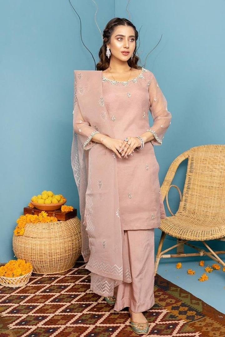 Allure by Ih - AKS - Organza - Chai Pink - 3 Piece - Studio by TCS