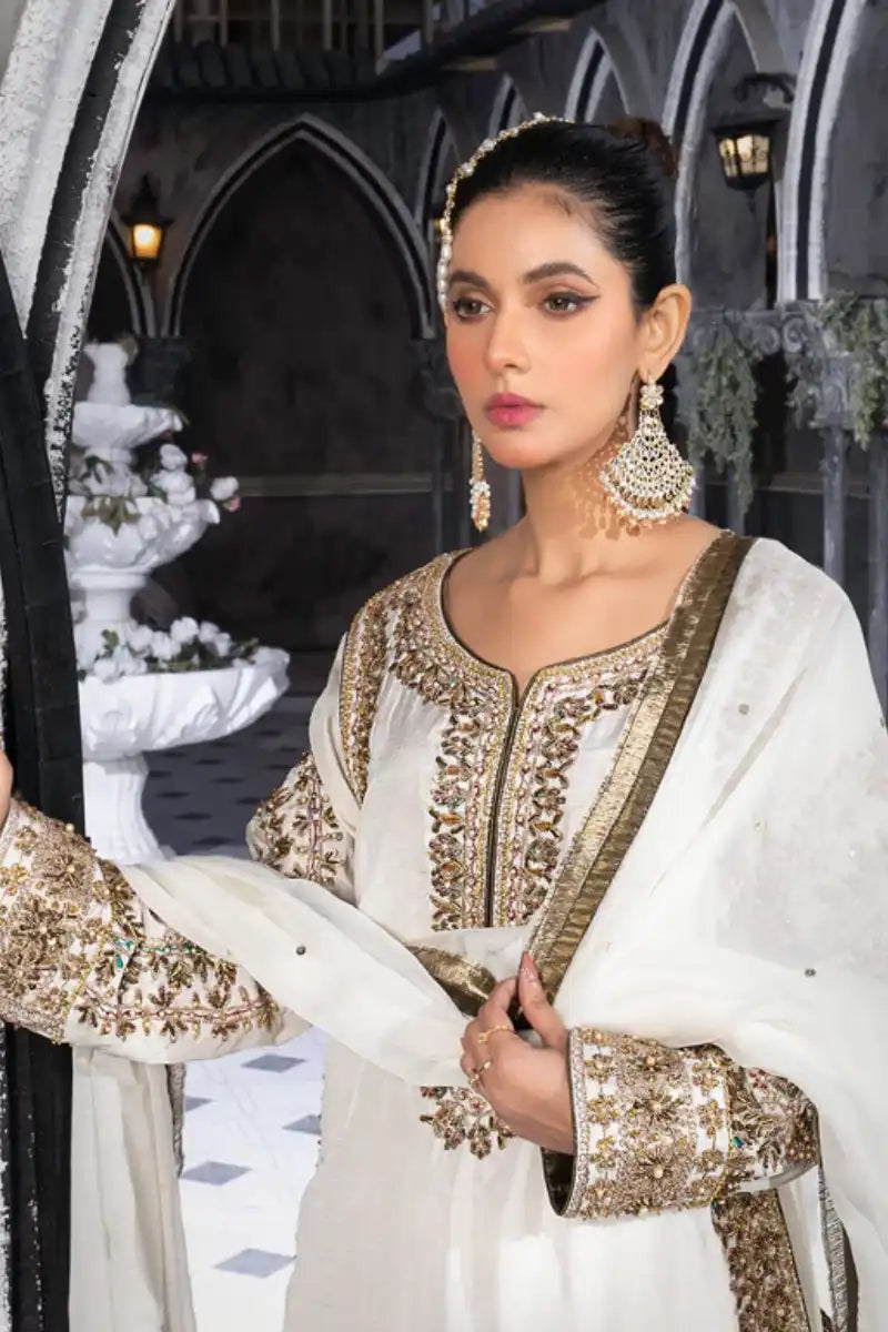 Sarajahan - Jan e Jahan - Raw Silk - White - 3 Piece