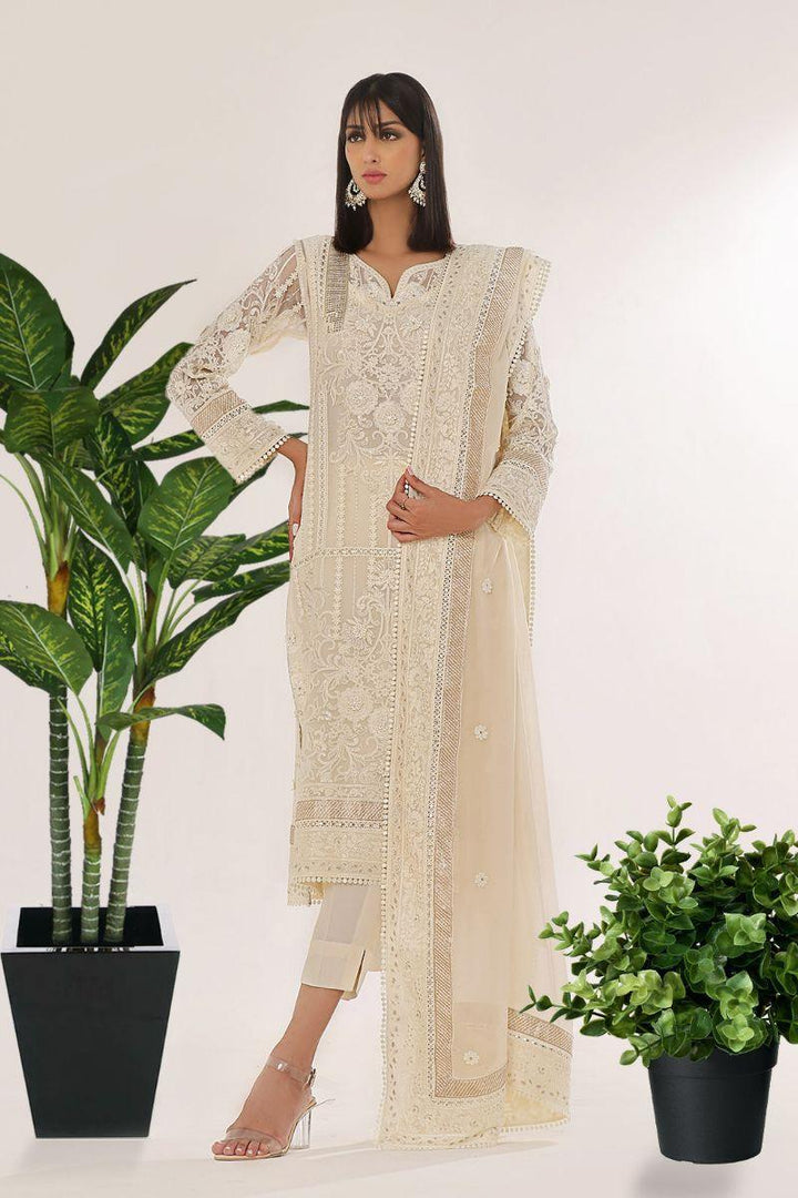 Rizwan Beyg - Ameera White - Cotton Net - White - 2 Piece