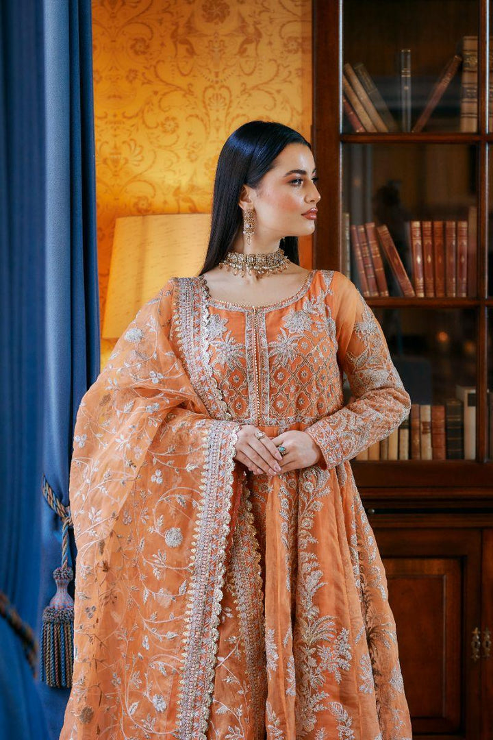 Kaanchi London - Hoor - Pishwas - Orange - Organza - 3 Piece