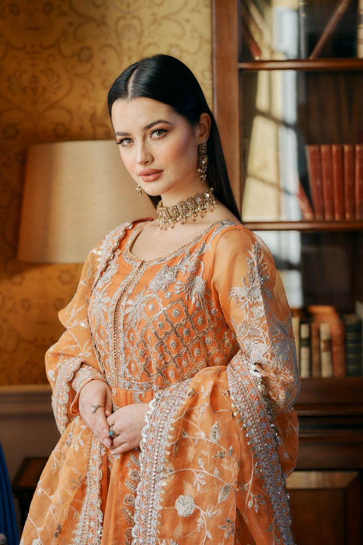 Kaanchi London - Hoor - Pishwas - Orange - Organza - 3 Piece