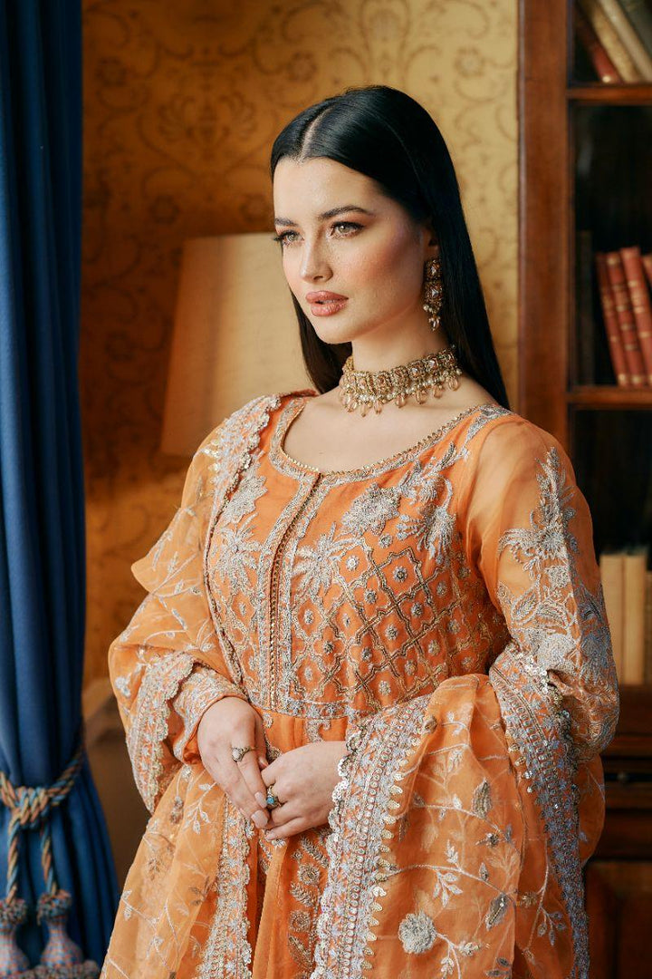 Kaanchi London - Hoor - Pishwas - Orange - Organza - 3 Piece