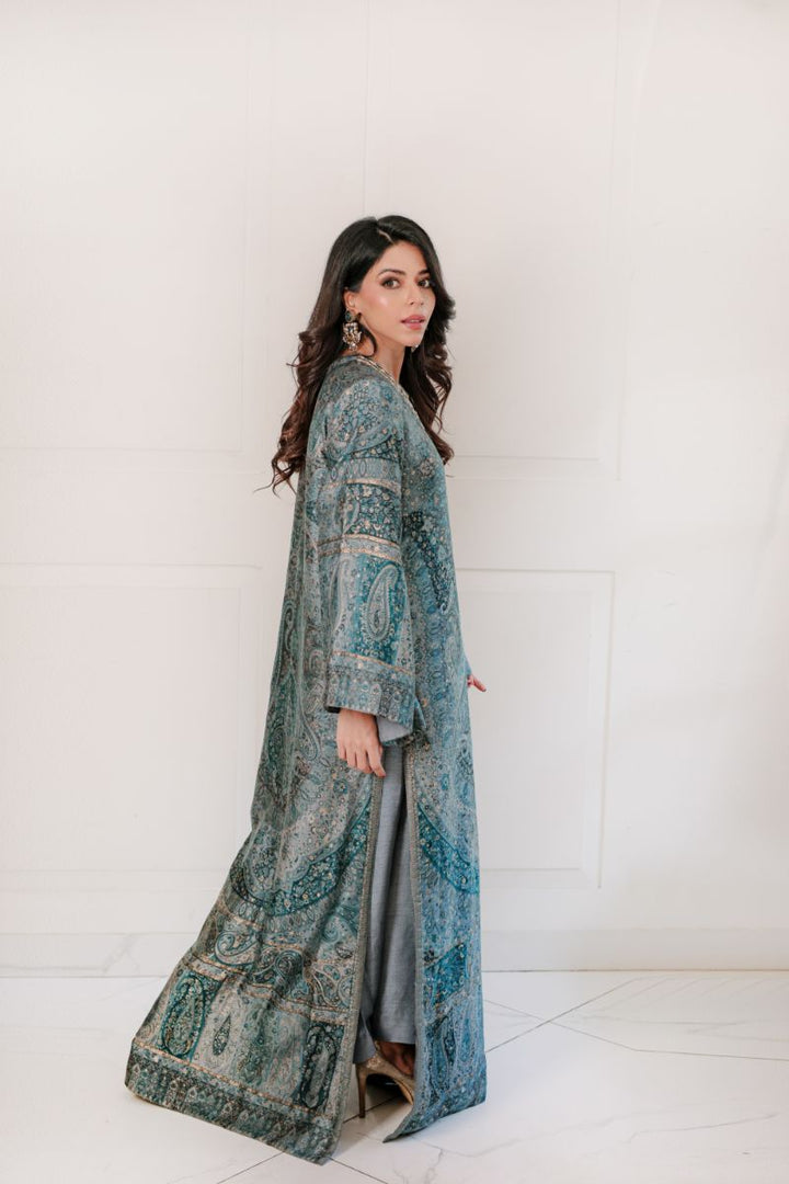 Shehrnaz - SHK-1418 - grey - jamavar silk - 2 Piece