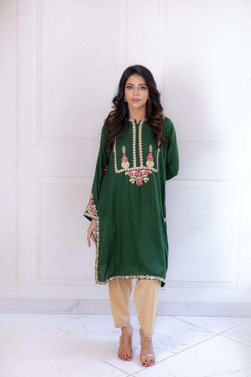 Shehrnaz - SHK-1423 - green - wool - 2 Piece