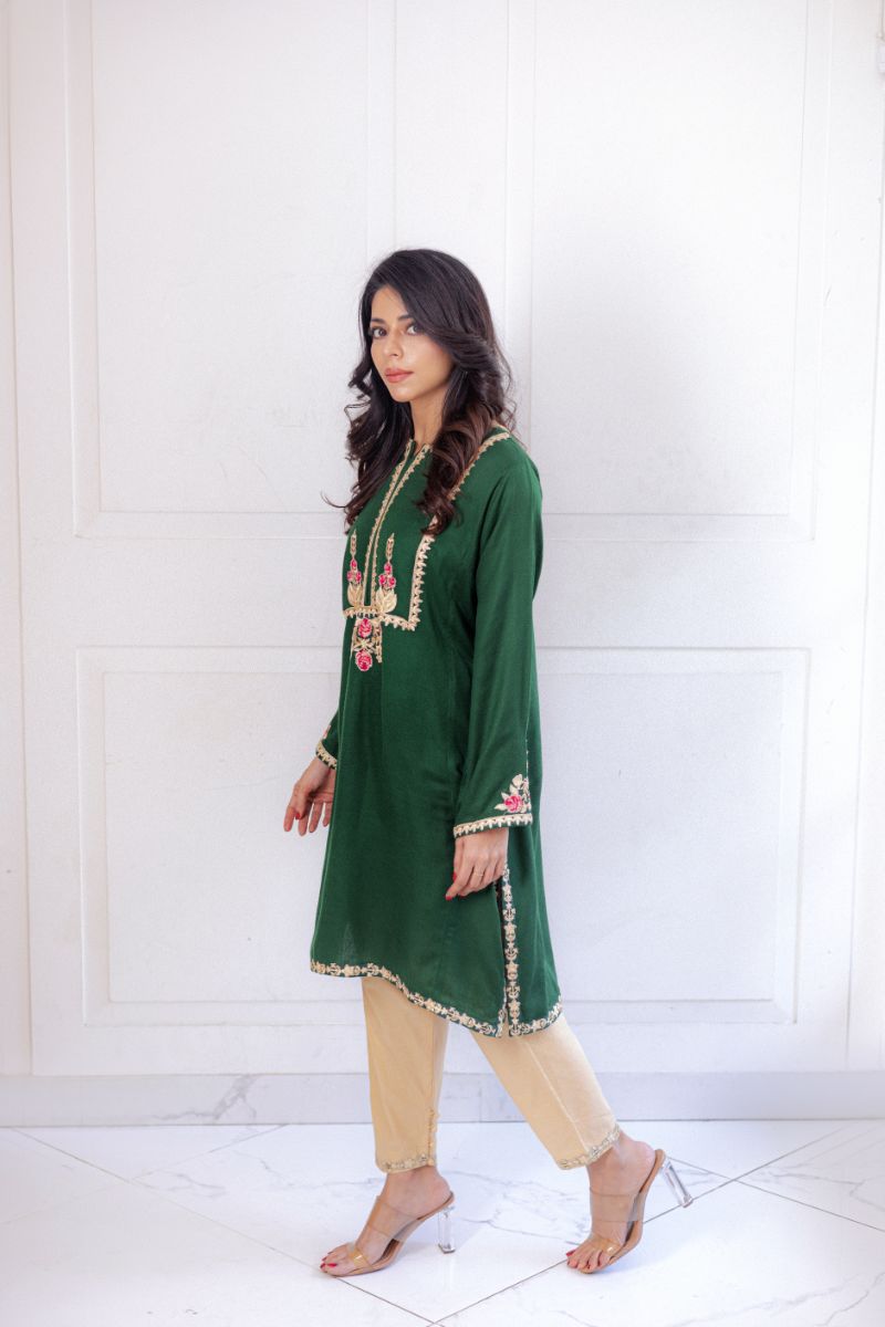 Shehrnaz - SHK-1423 - green - wool - 2 Piece