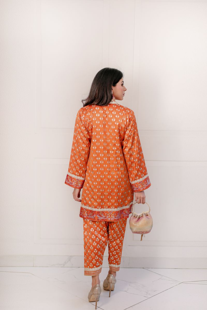 Shehrnaz - SHK-1420 - Rust - Silk - 2 Piece