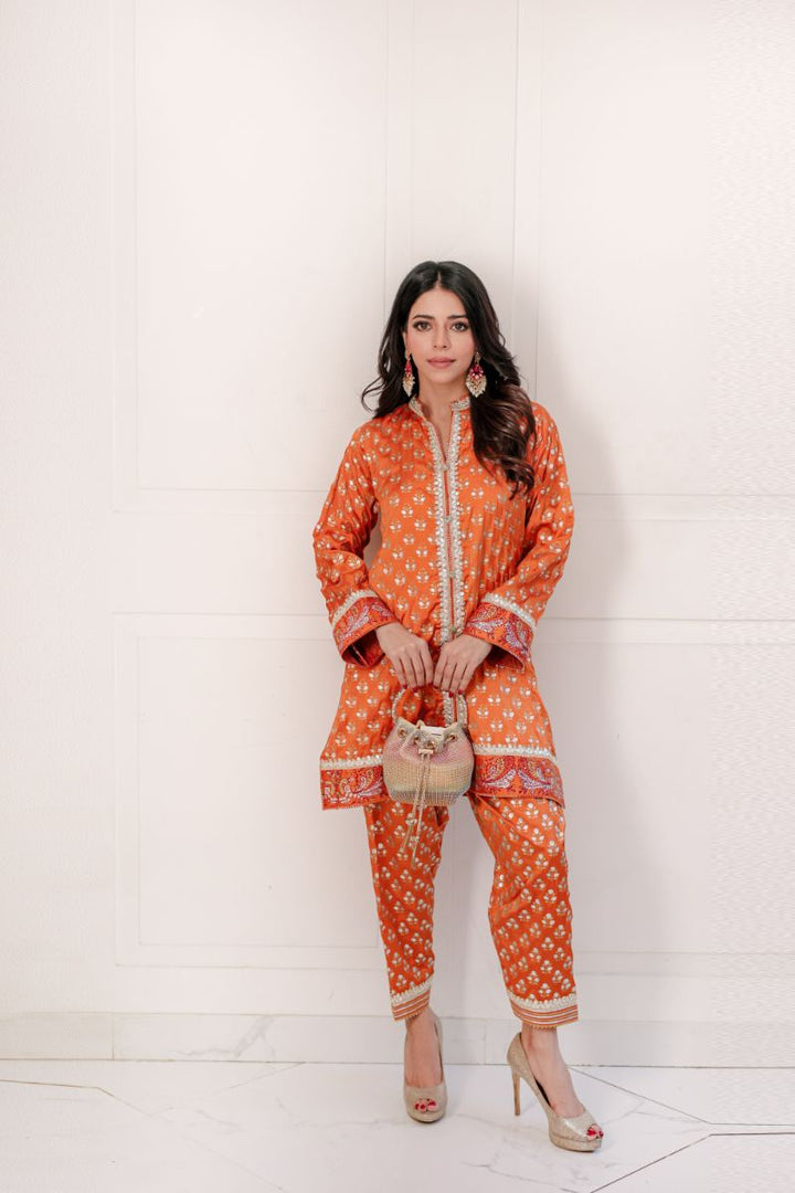 Shehrnaz - SHK-1420 - Rust - Silk - 2 Piece