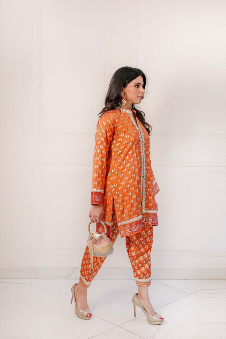 Shehrnaz - SHK-1420 - Rust - Silk - 2 Piece