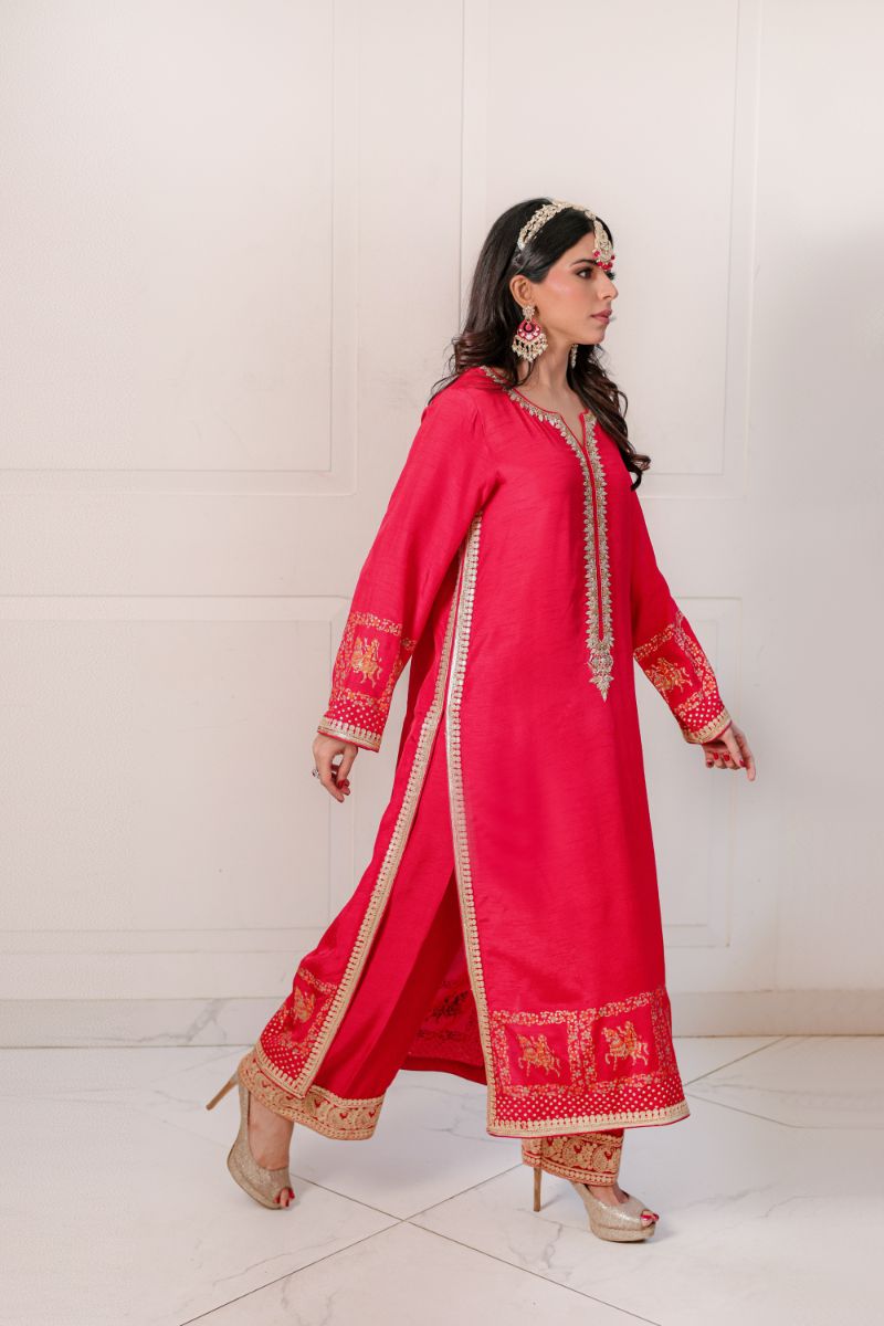 Shehrnaz - SHK-1417 - red - silk - 3 Piece