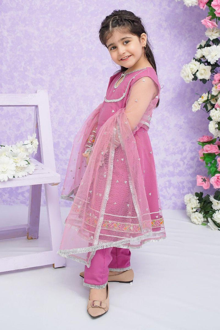 Modest - Neena - Tea Pink - Net - Girls 3 Piece Suit