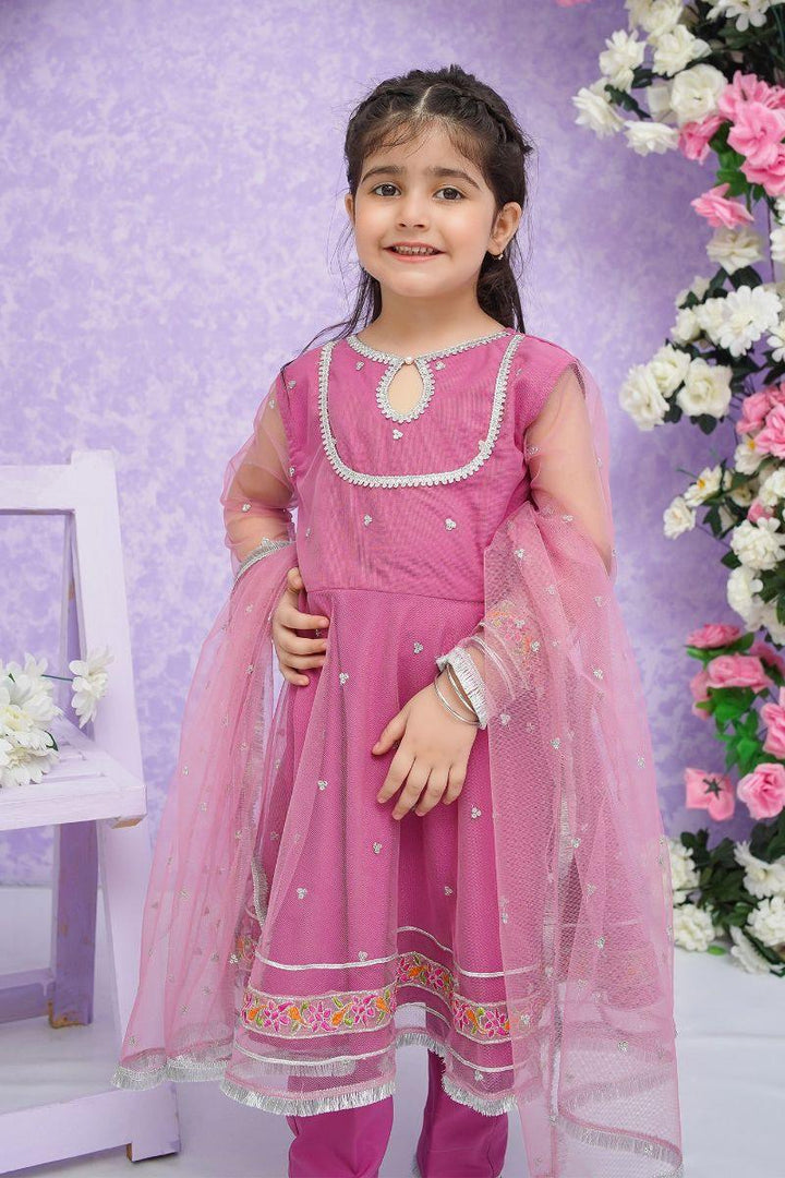 Modest - Neena - Tea Pink - Net - Girls 3 Piece Suit