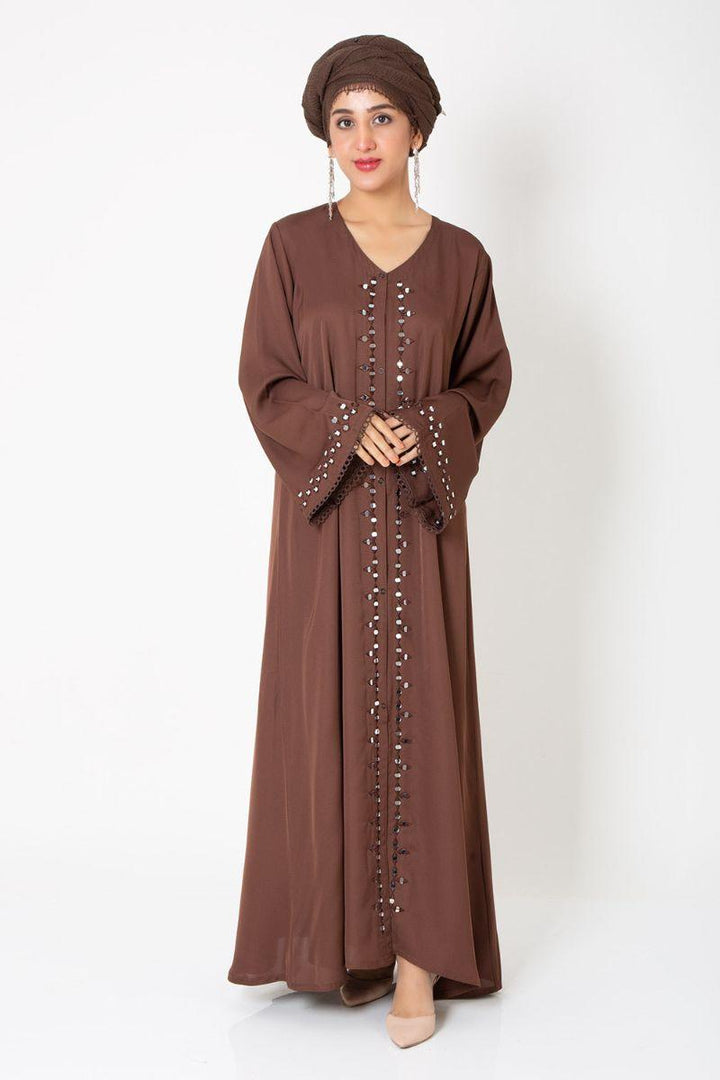 Abaya.pk - Reflection Brown Abaya - Nada Fabric - Brown