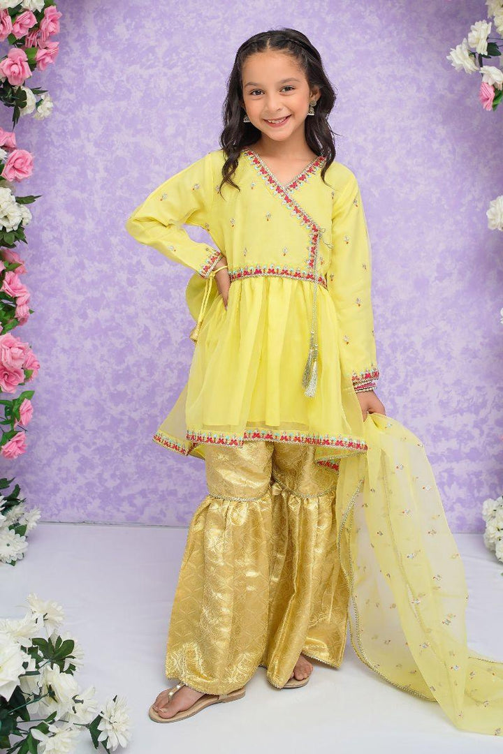 Modest - Mehjabeen - Lemon - Organza - Girls 3 Piece Suit