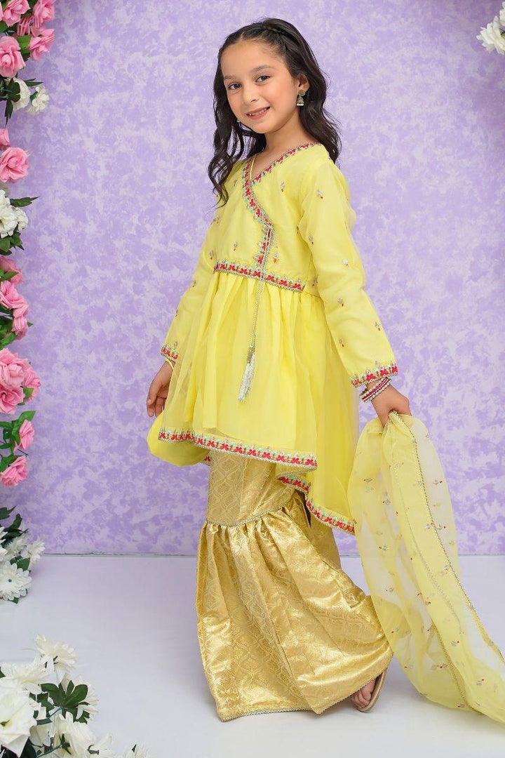 Modest - Mehjabeen - Lemon - Organza - Girls 3 Piece Suit