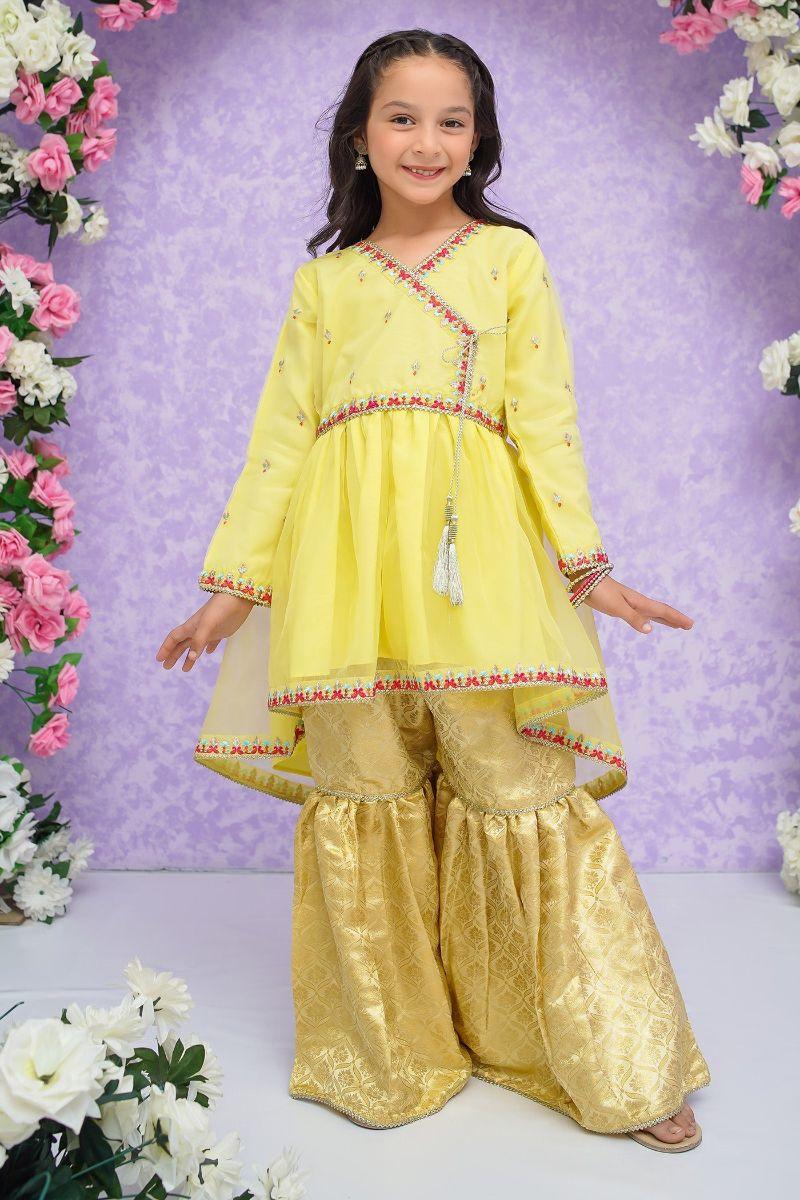 Modest - Mehjabeen - Lemon - Organza - Girls 3 Piece Suit