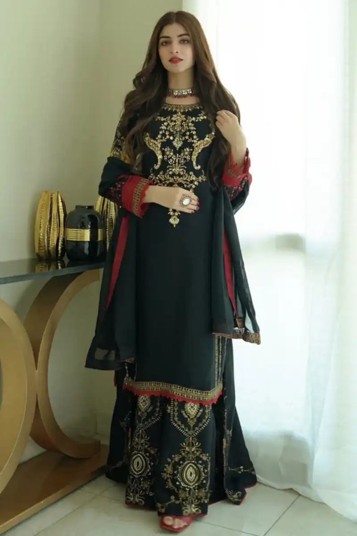 Sarajahan - Black Diamond - Chiffon - 3 Piece