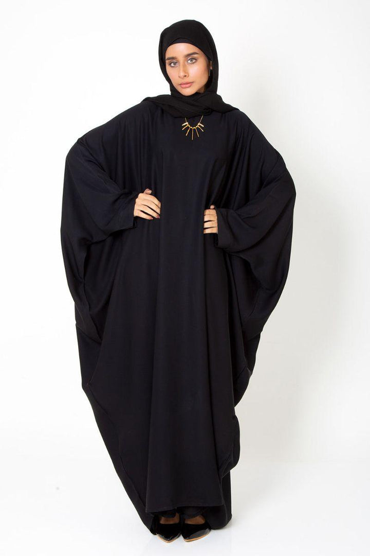 Abaya.pk - Black Butterfly Gown Abaya & Hijab - Chiffon & Nada FAbirc