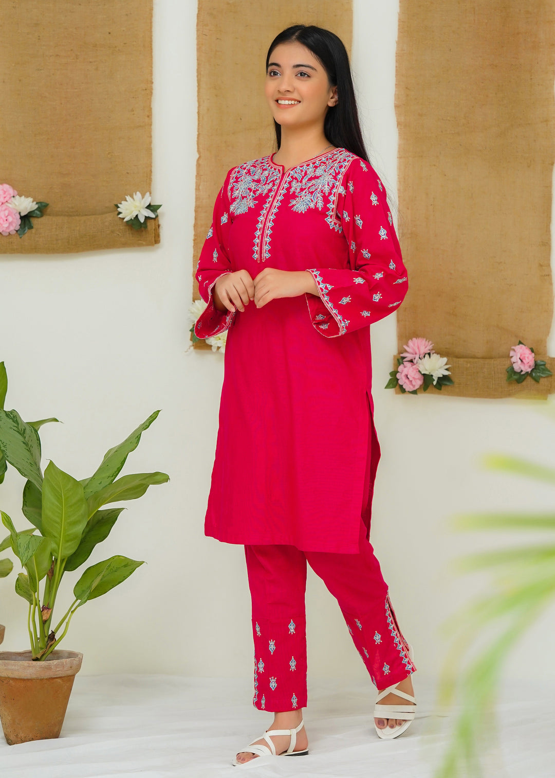 Modest - Peony - Pink - Khaddar - Girls 2 Piece Suit