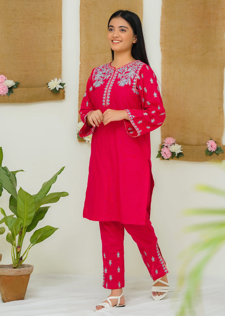 Modest - Peony - Pink - Khaddar - Girls 2 Piece Suit