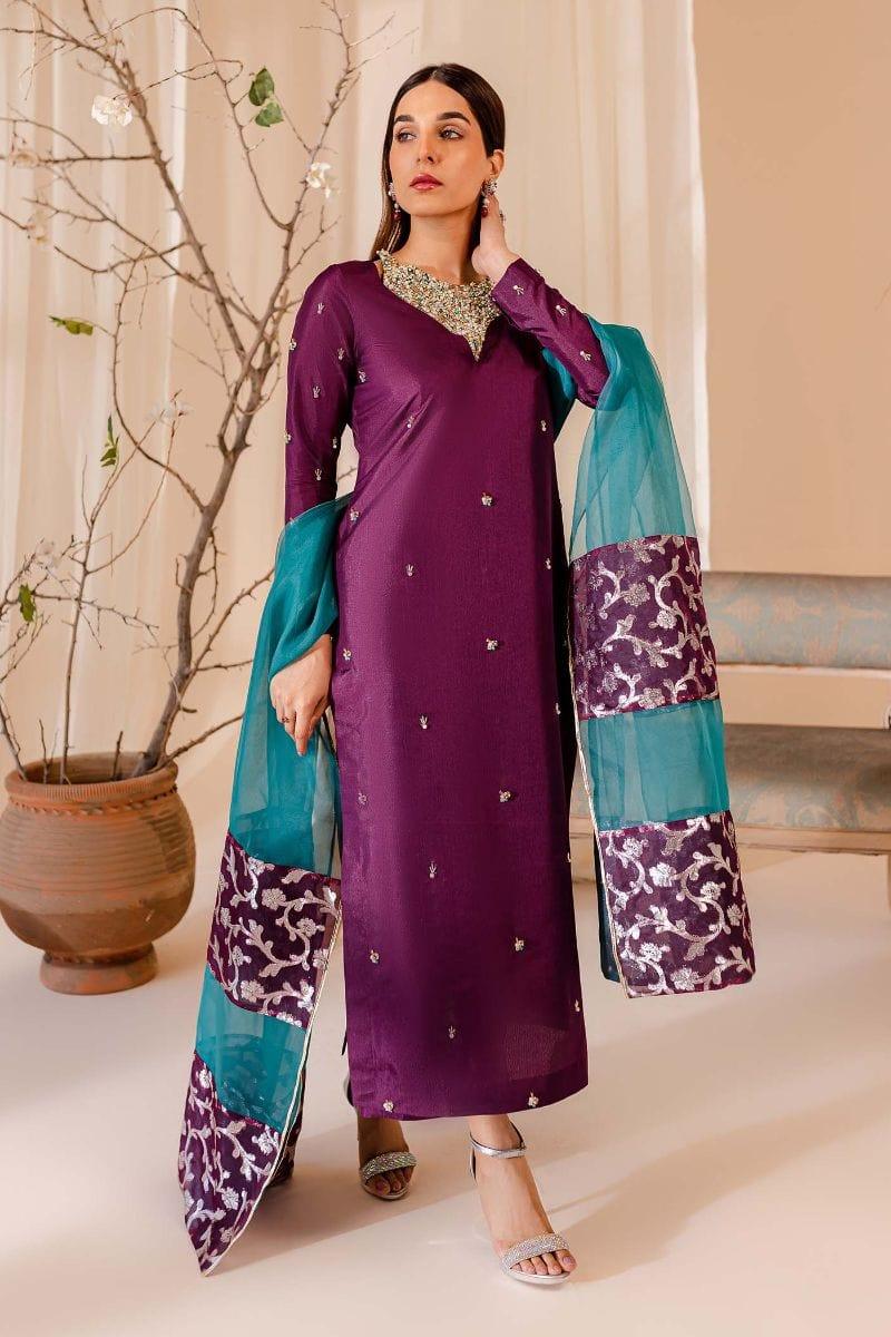 Allure by Ih - TWILIGHT - Katan Silk - Purple - 3 Piece - Studio by TCS