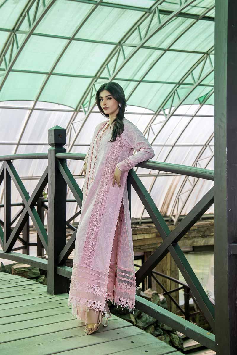 Malook - Pink rose - Lawn - 3 Piece - Unstitch