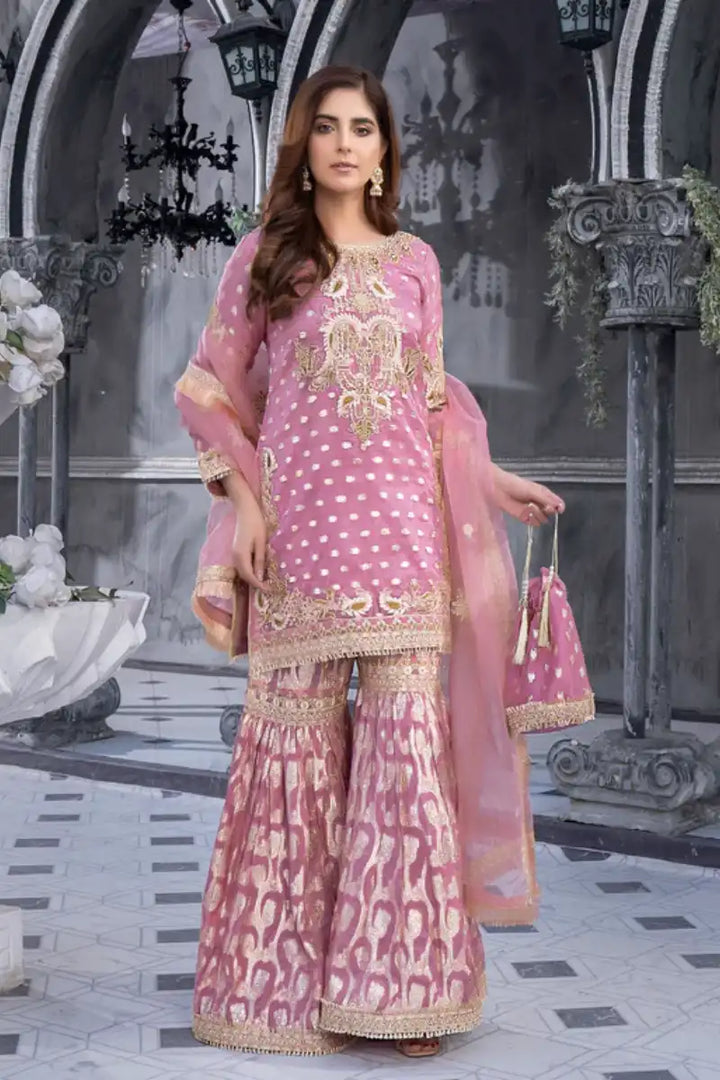 Sarajahan - Pinki Crown - Organza - 3 Piece