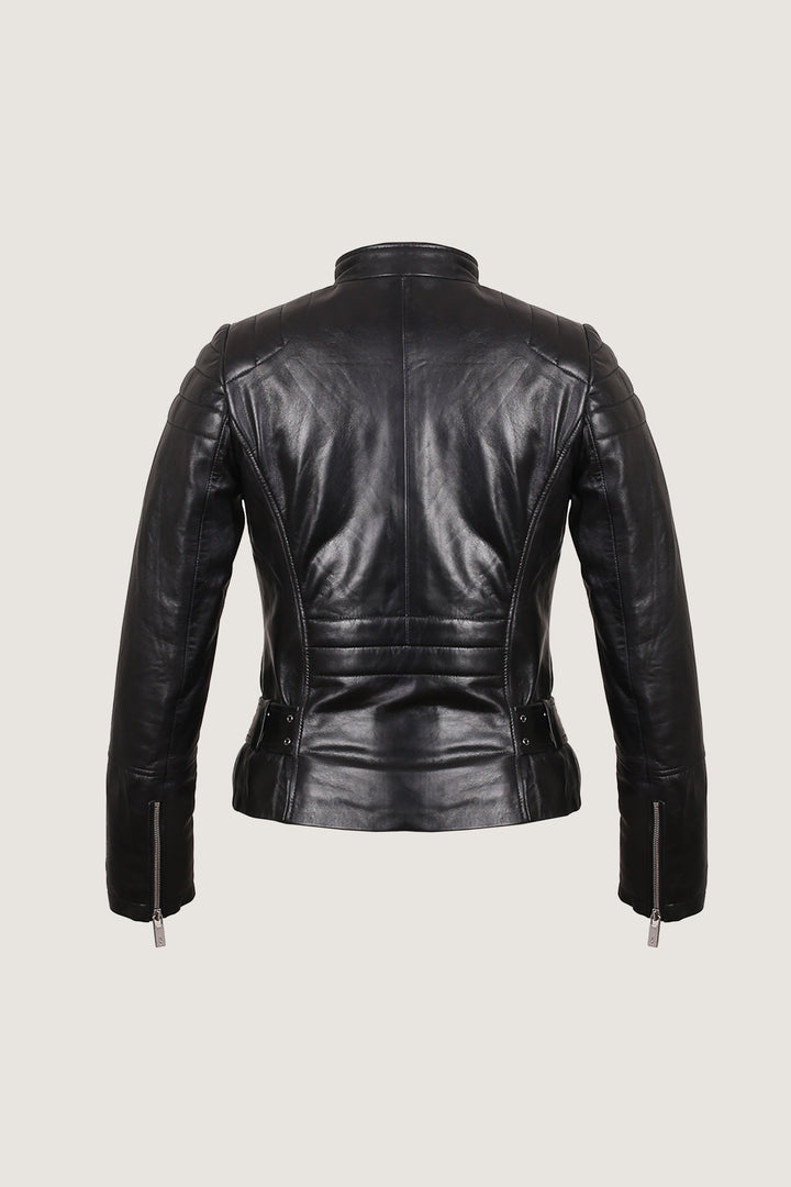 Novado - Women's Slim Fit Biker Leather Jacket - Black - 1 Piece