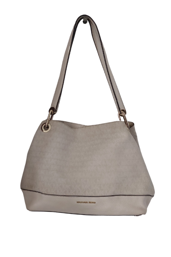 Pre-Loved Treasures - Michael Kors Cream Monogram Canvas & Leather Shoulder Bag