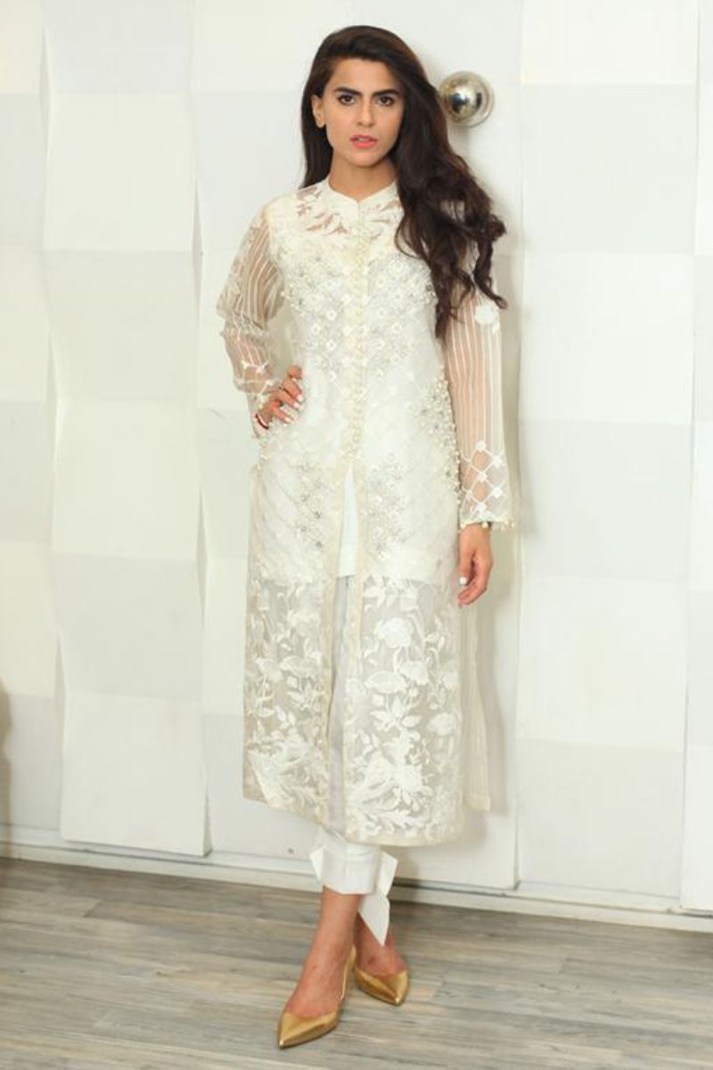 Maheen Trends - Marigold - White - 2 Piece - Silk & Organza