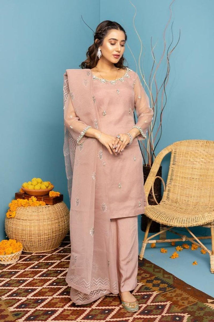 Allure by Ih - AKS - Organza - Chai Pink - 3 Piece - Studio by TCS