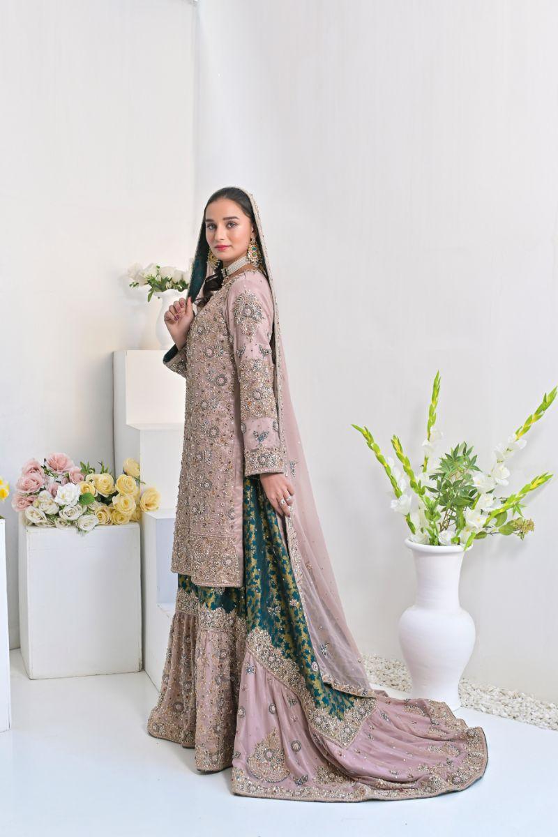 Rubys Couture - Zimal - Sharara - Chiffon & Jamawar - 3 Piece