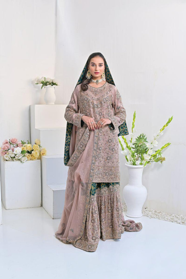 Rubys Couture - Zimal - Sharara - Chiffon & Jamawar - 3 Piece