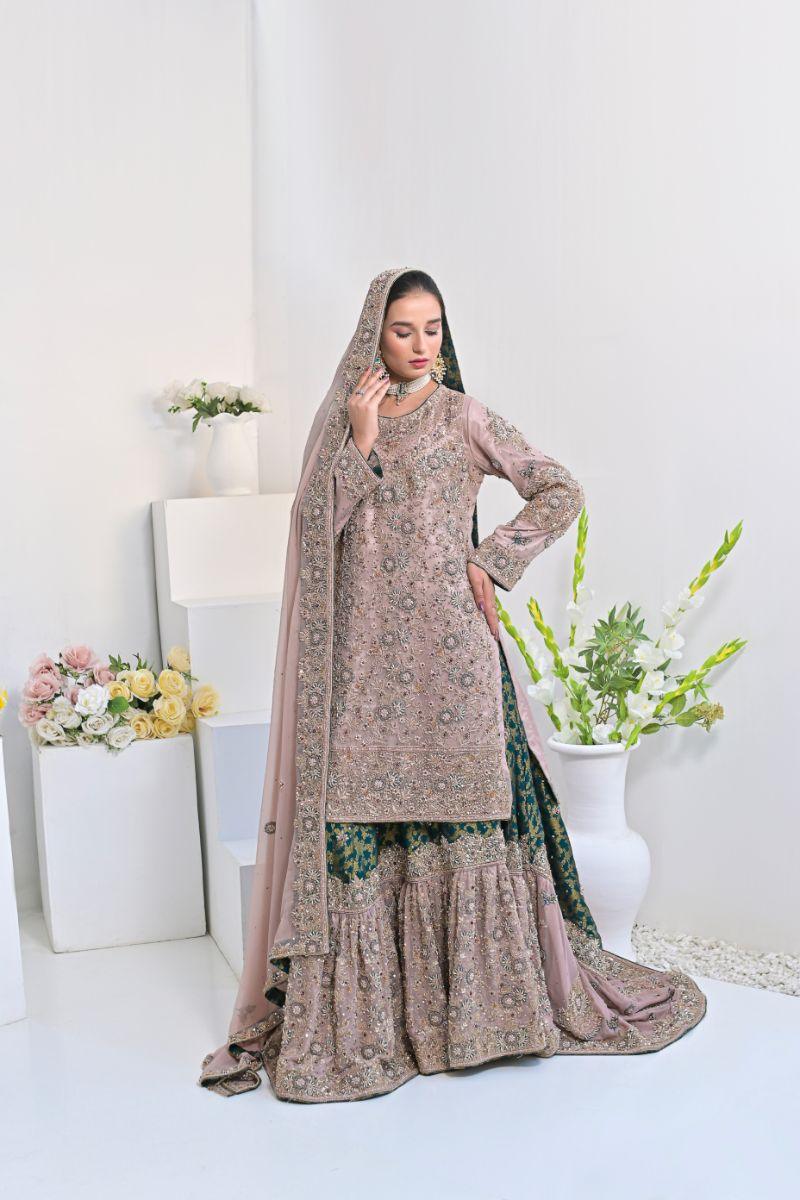 Rubys Couture - Zimal - Sharara - Chiffon & Jamawar - 3 Piece