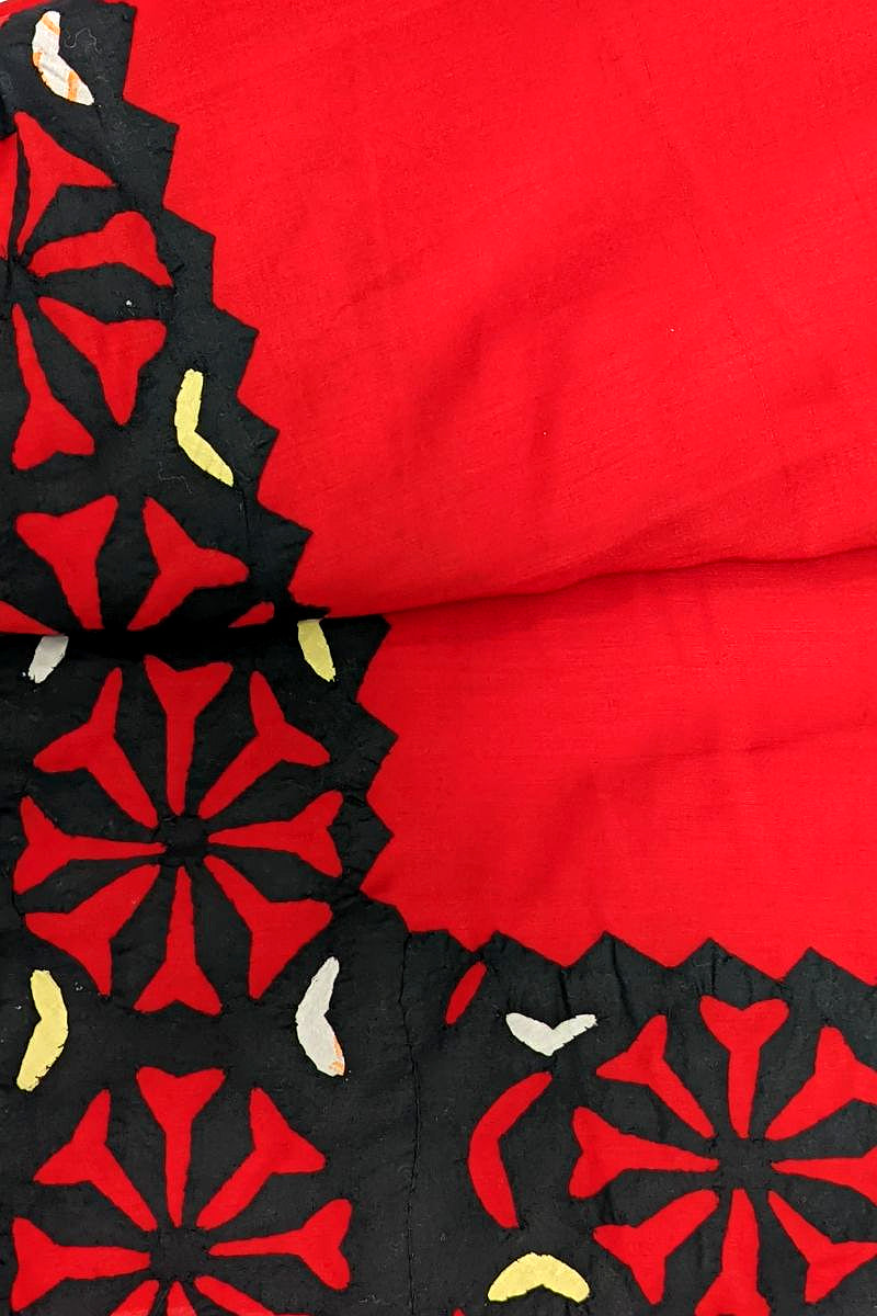 Designs by Amina - Hand Work Red & Black - Wool - Shawl - 1 Piece - 0035