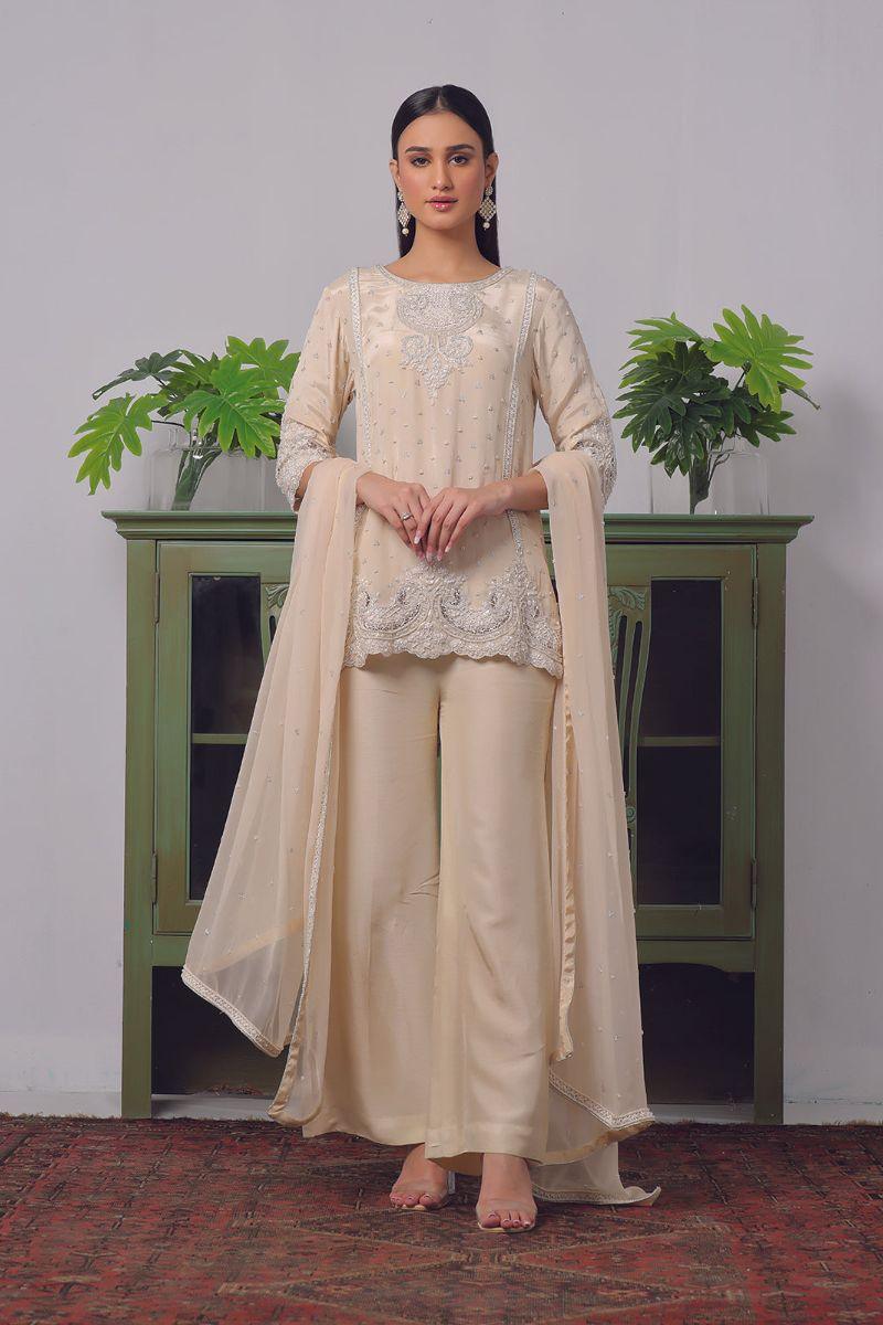 Rizwan Beyg Design - Ruhena - Cotton Net - Beige - 2 Piece