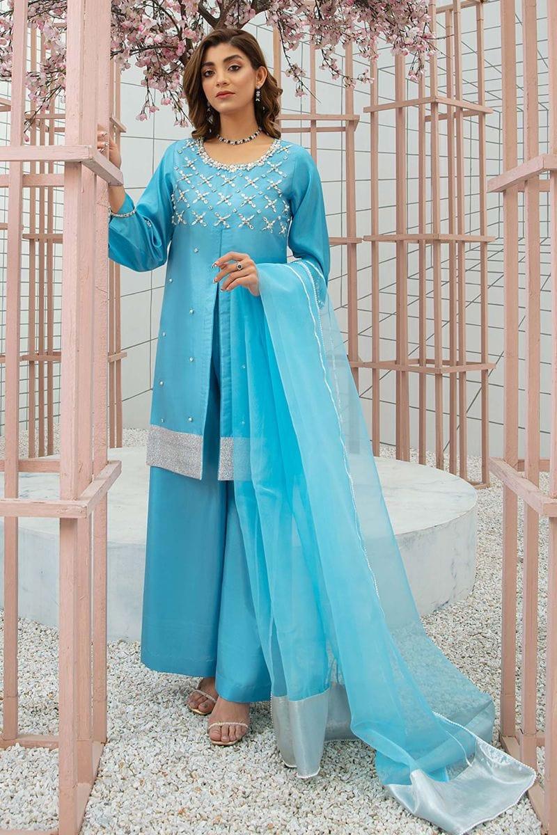 Allure by Ih - SUMMER SKY - Katan Silk - Sky-blue - 3 Piece - Studio by TCS