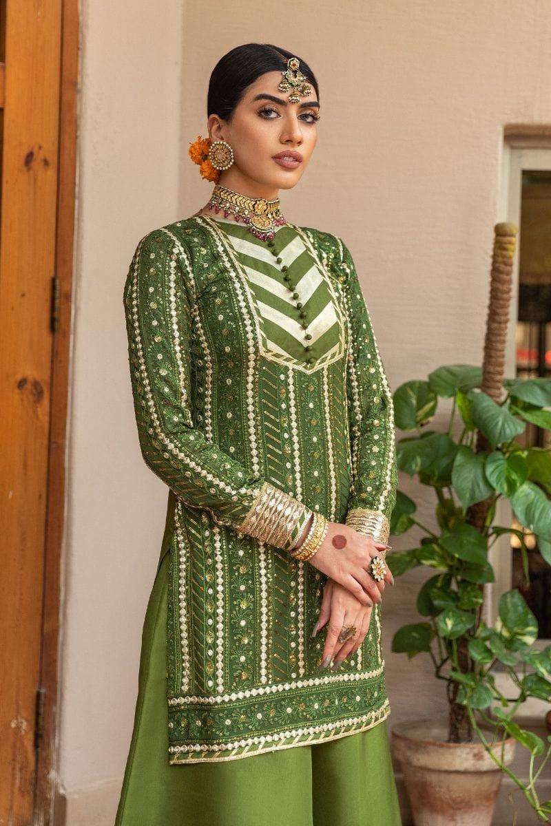 Allure by Ih - ZEBA - Chiffon - Green - 4 Piece - Studio by TCS