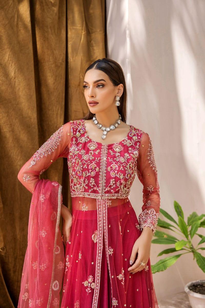 Malook - Mahjabeen - Net - Pink - 3 Piece - Studio by TCS