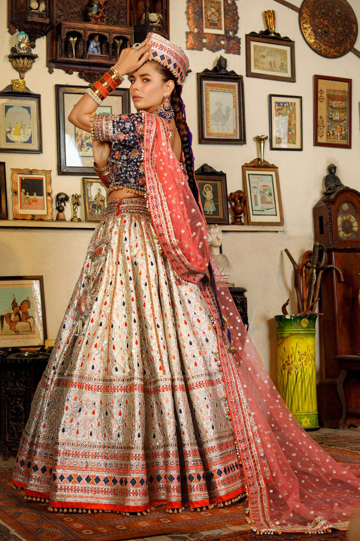 Arif Ashraf - Rangoon - Royal Blue / Gold / Pink - Raw Silk and Tissue Zari and Net - 3 Piece