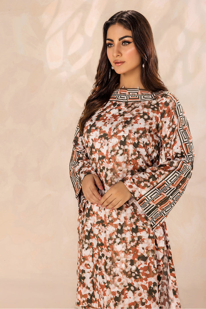 SAFWA - Printed - Orange - Lawn - 2 Piece - Stitched