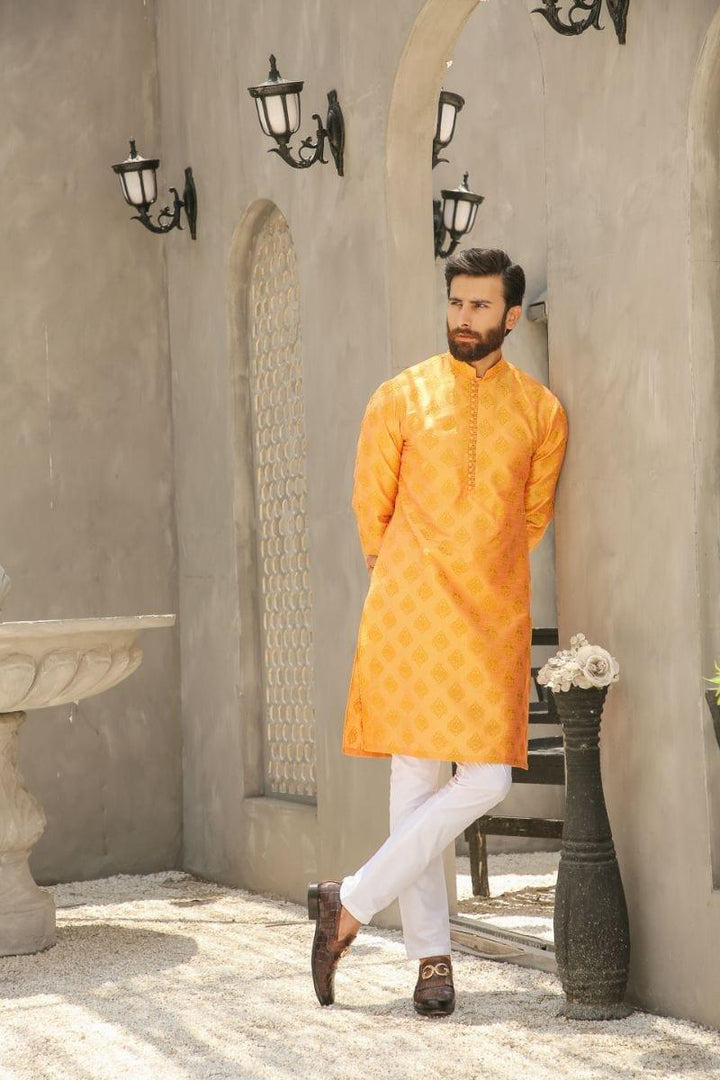 GEM GARMENTS - Iqraar - Band Collar - Saffron - 2 Piece - Studio by TCS