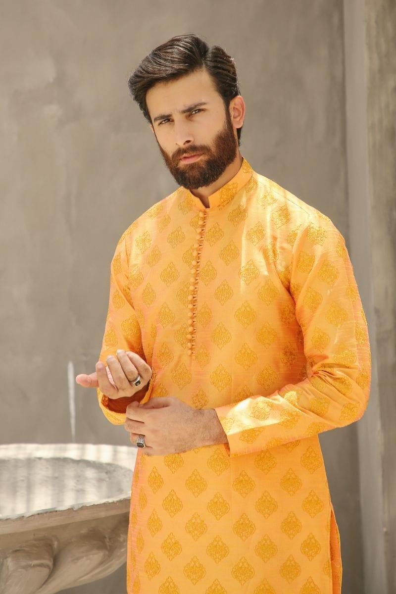 GEM GARMENTS - Iqraar - Band Collar - Saffron - 2 Piece - Studio by TCS