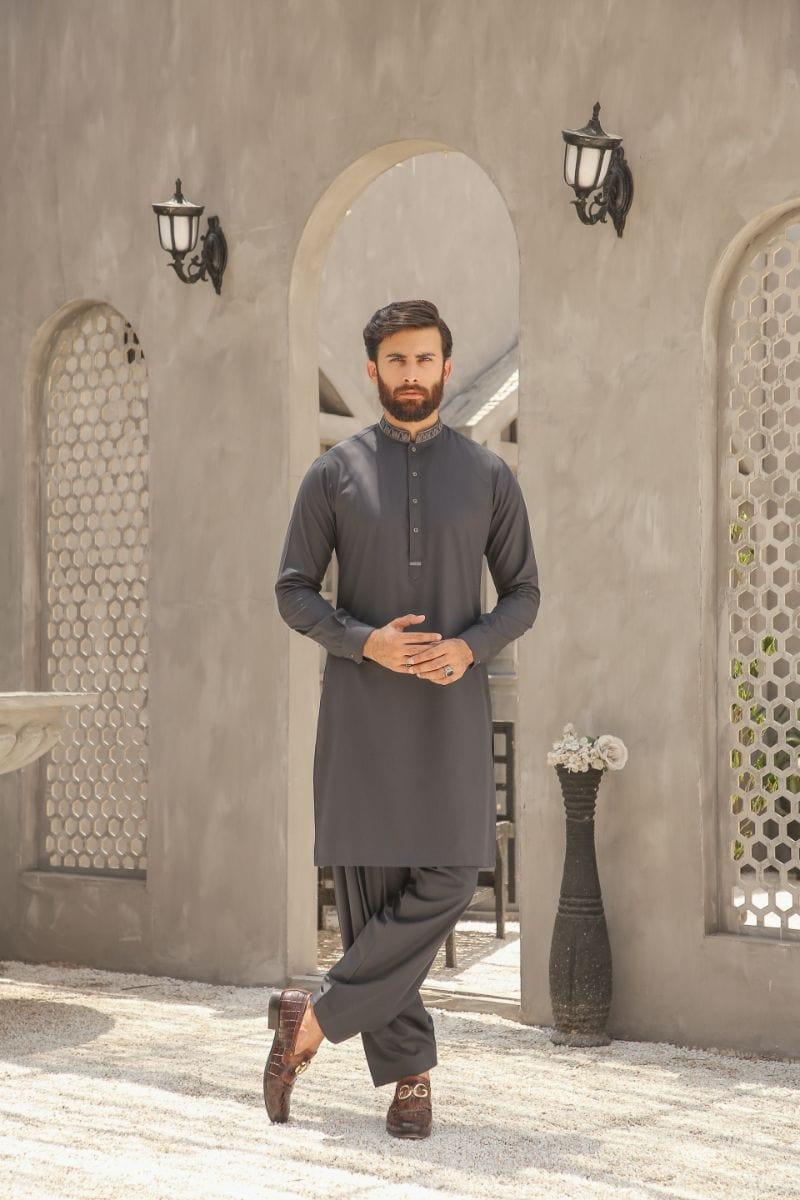 GEM GARMENTS - Fitrat - Band Collar - Dark Grey - 2 Piece - Studio by TCS