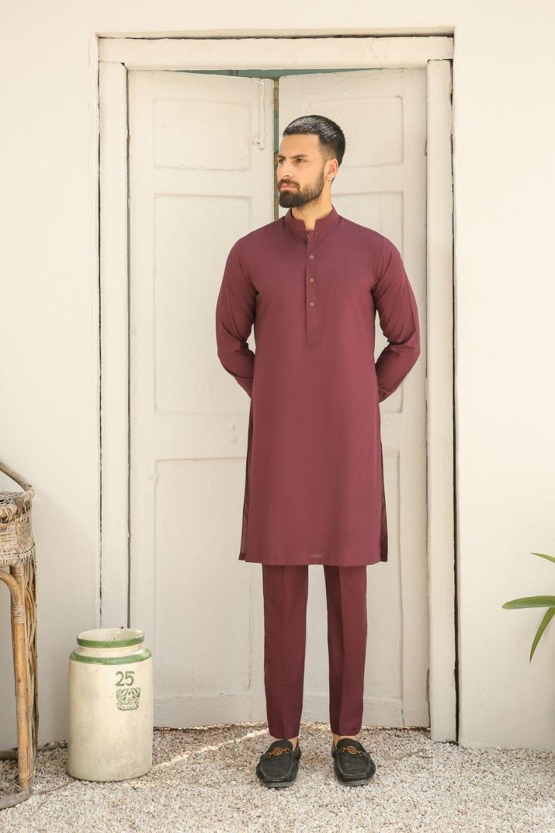 GEM GARMENTS - Dasht - Band Collar - Maroon - 2 Piece - Studio by TCS