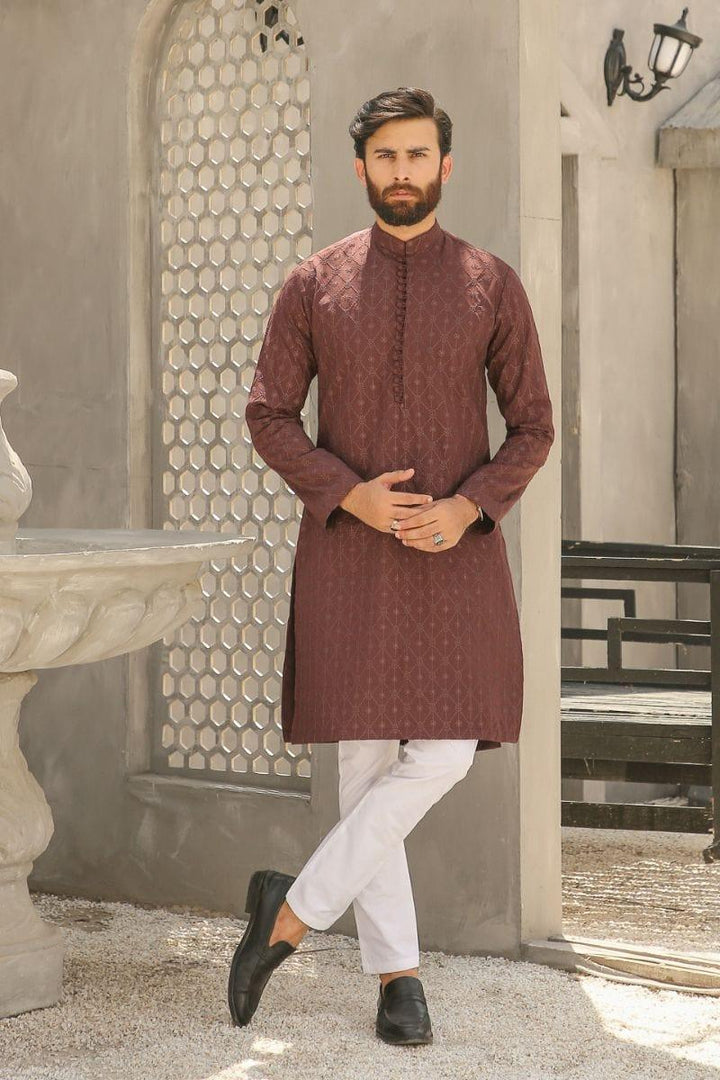 GEM GARMENTS - Aamaada - Band Collar - Maroon Tone - 2 Piece - Studio by TCS