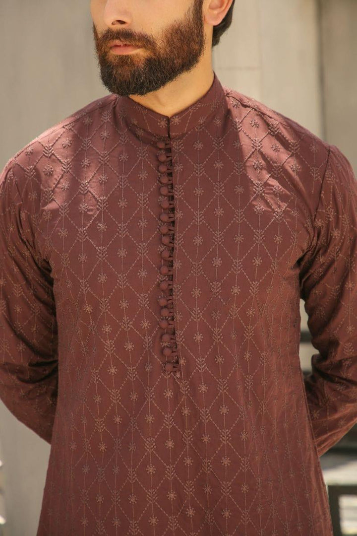 GEM GARMENTS - Aamaada - Band Collar - Maroon Tone - 2 Piece - Studio by TCS