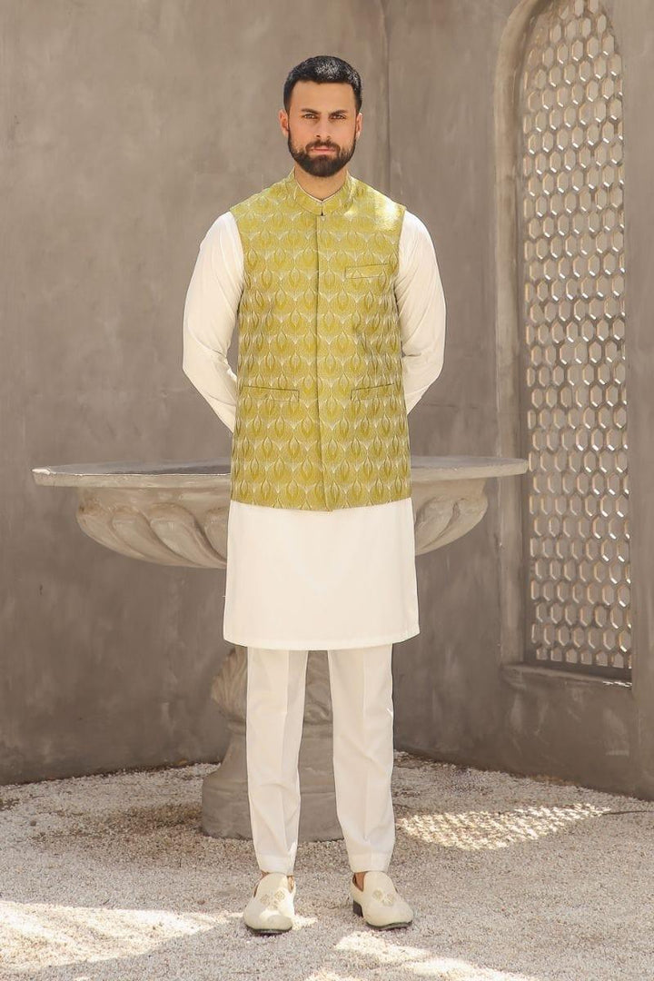 GEM GARMENTS - Raftaar - Band Collar - Lime Green - Waistcoat - 1 Piece - Studio by TCS