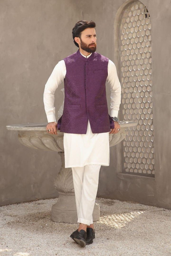 GEM GARMENTS - Saraab - Band Collar - Purple - Waistcoat - 1 Piece - Studio by TCS