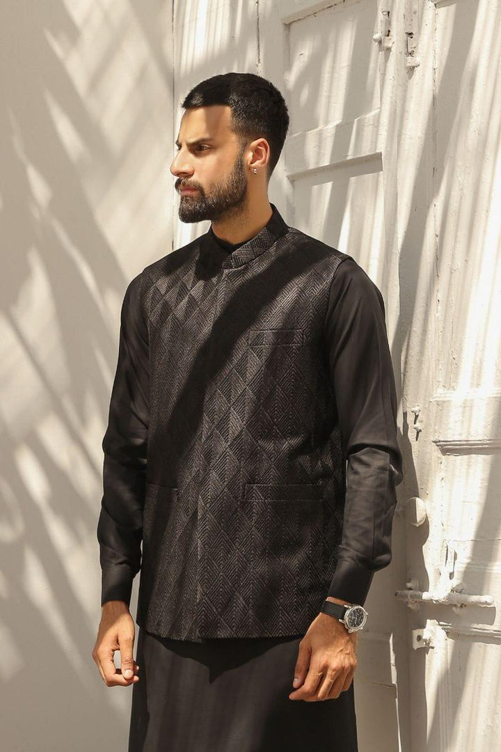 GEM GARMENTS - Raqs - Band Collar - Black - Waistcoat - 1 Piece - Studio by TCS